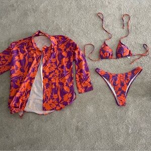 Floral Swim Set - Purple and Orange
